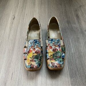Rieker Women’s Floral Cutout Leather Comfort Loafers EU 40